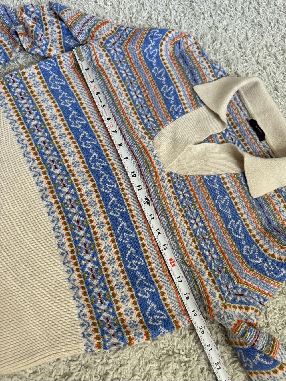 J.Crew 2021 Fair Isle Johnny Collar Wool Blend Multicolor Sweater Sz S
